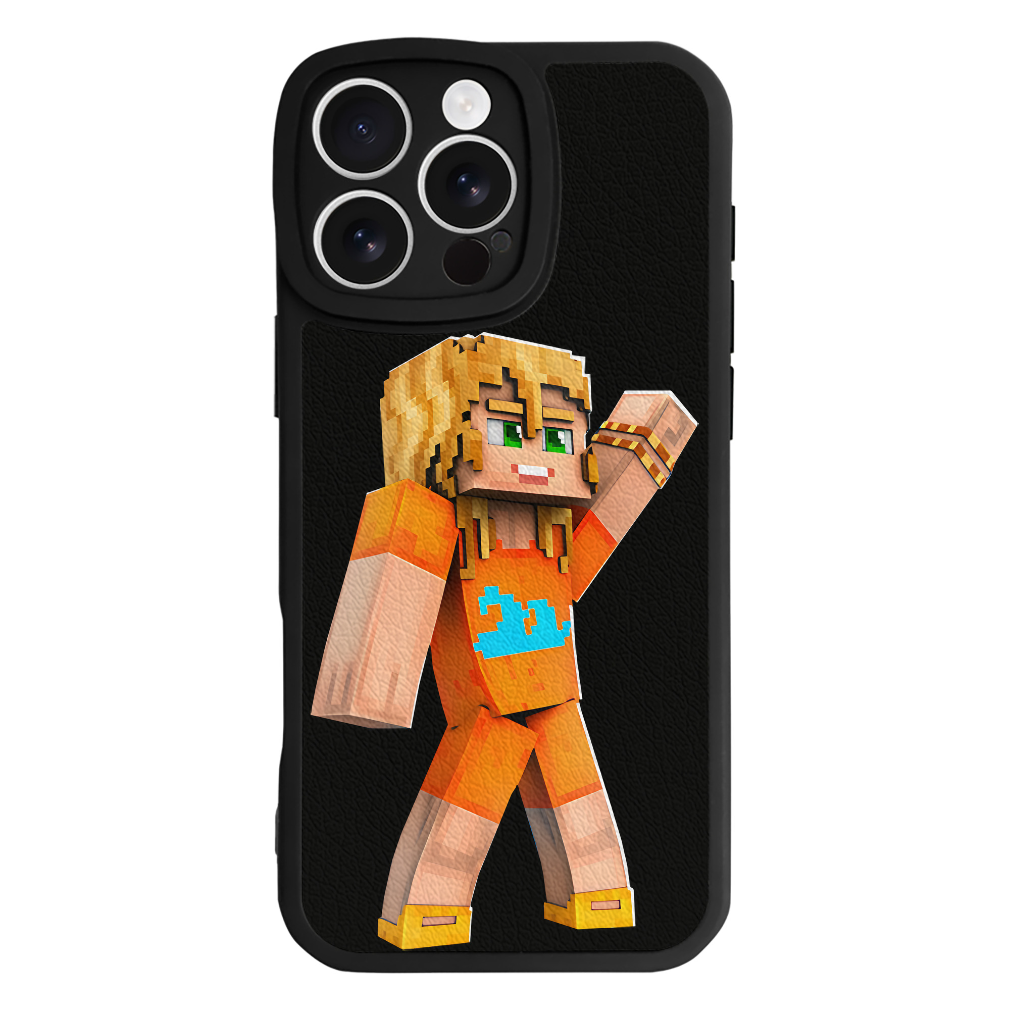 （画像用） マインクラフト ブロックの世界 Minecraft MC Block world 【iPhone 16シリーズ対応】シリコンスマホケース（レザー調） 材質：シリコン